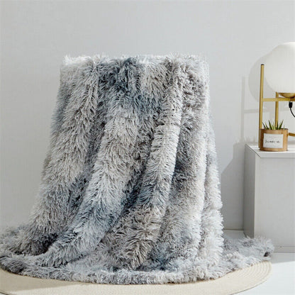 Cozy Fuzzy Faux Fur Throw Blanket for Home Decor & Warmth