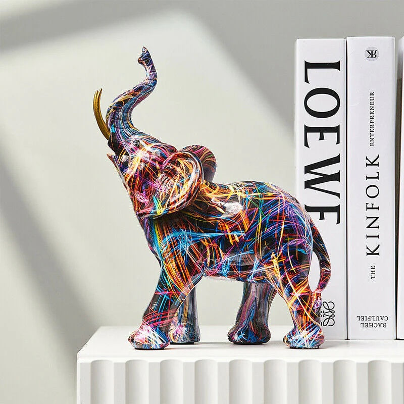 Colorful Elephant Statue - Unique Graffiti Art Home Decor Figurine