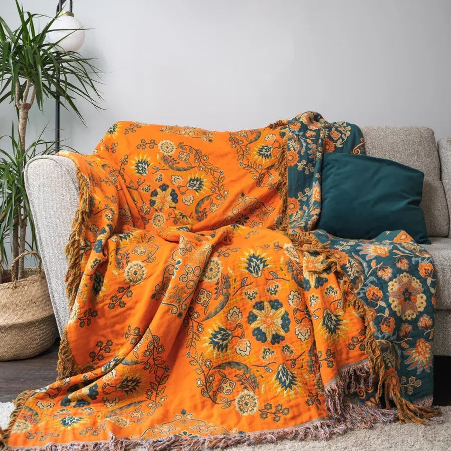 Cozy Marigold Reversible Throw Blanket for Home Decor & Comfort