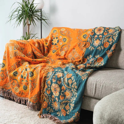 Cozy Marigold Reversible Throw Blanket for Home Decor & Warmth