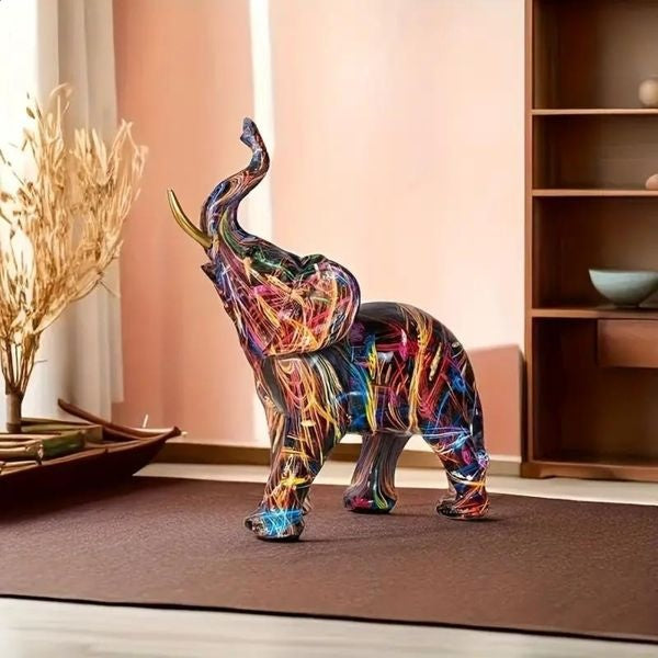 Colorful Elephant Statue - Unique Graffiti Art Home Decor Figurine