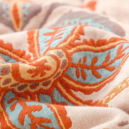 Boho Floral Cotton Throw Blanket | Rustic Home Decor Blanket