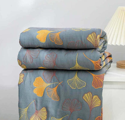 Cozy Ginkgo Leaf Fleece Throw Blanket for Home Decor & Comfort