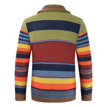 Herren Colorblock Revers Sweaterjacke – Modernes Strickdesign mit zeitlosem Stil