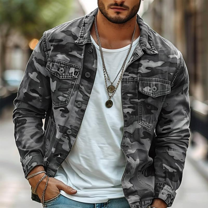 Veste réversible homme en toile camouflage rétro