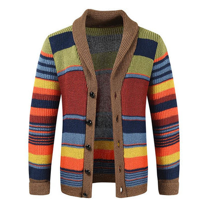 Herren Colorblock Revers Sweaterjacke – Modernes Strickdesign mit zeitlosem Stil