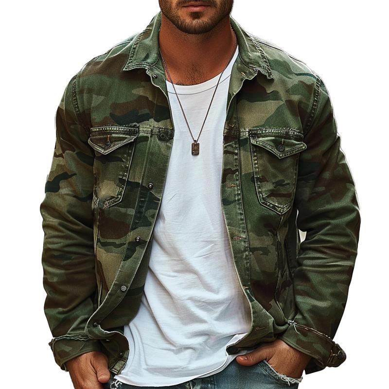 Veste réversible homme en toile camouflage rétro