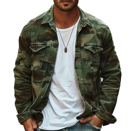 Veste réversible homme en toile camouflage rétro