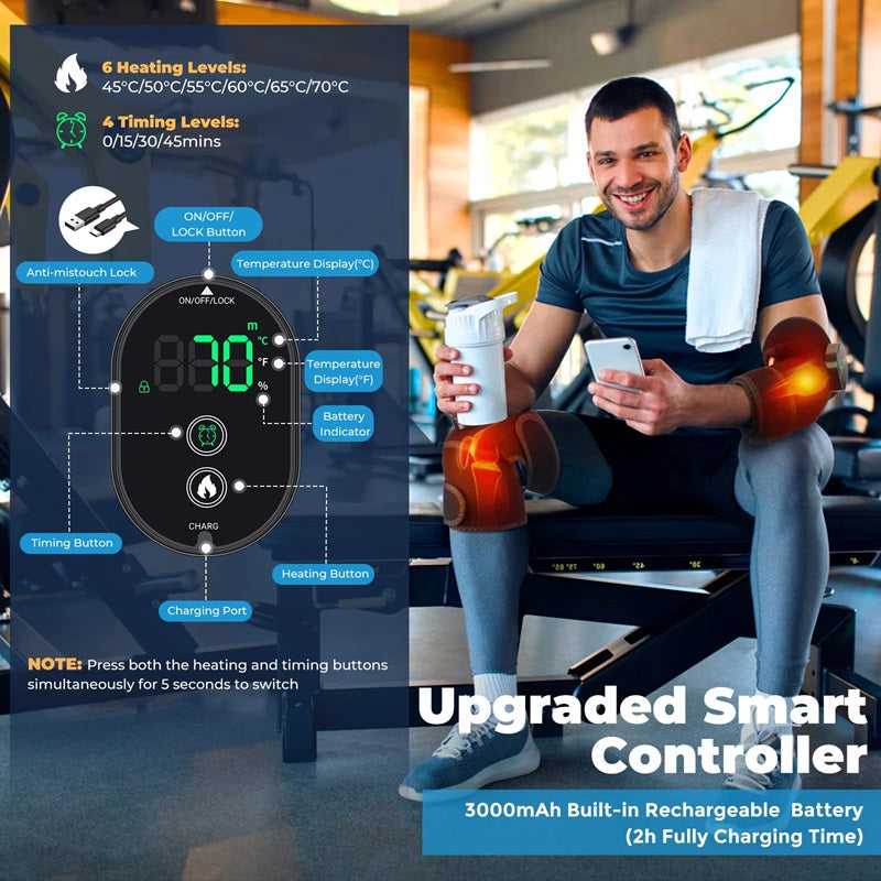 3-in-1 Cordless Knee Heating Pad for Pain Relief with Smart Temperature Control - Electric Heat Therapy for Arthritis & Muscle Pain