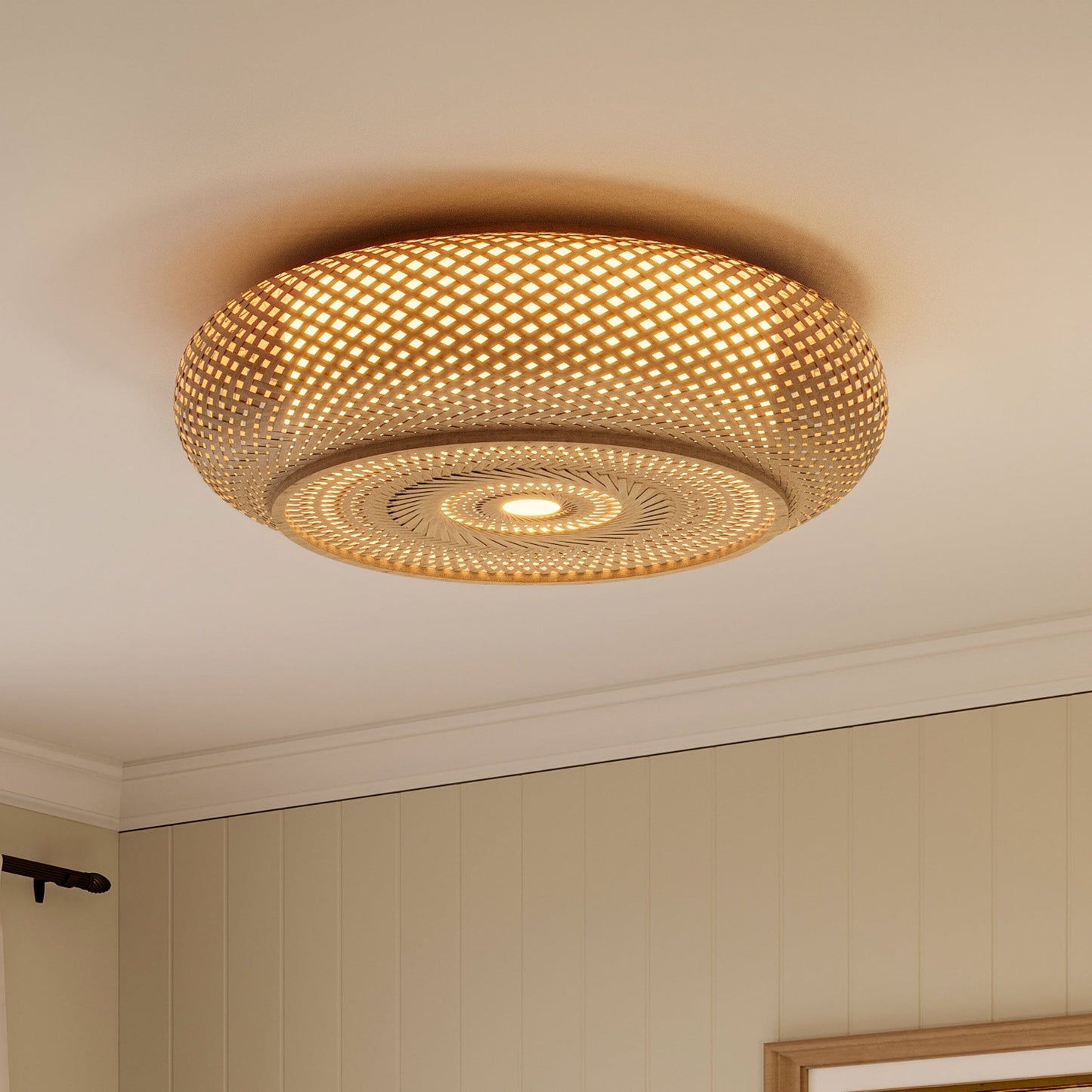 Japanse Stijl Bamboe Rieten Plafondlamp – Plafondmontage de Hanglamp