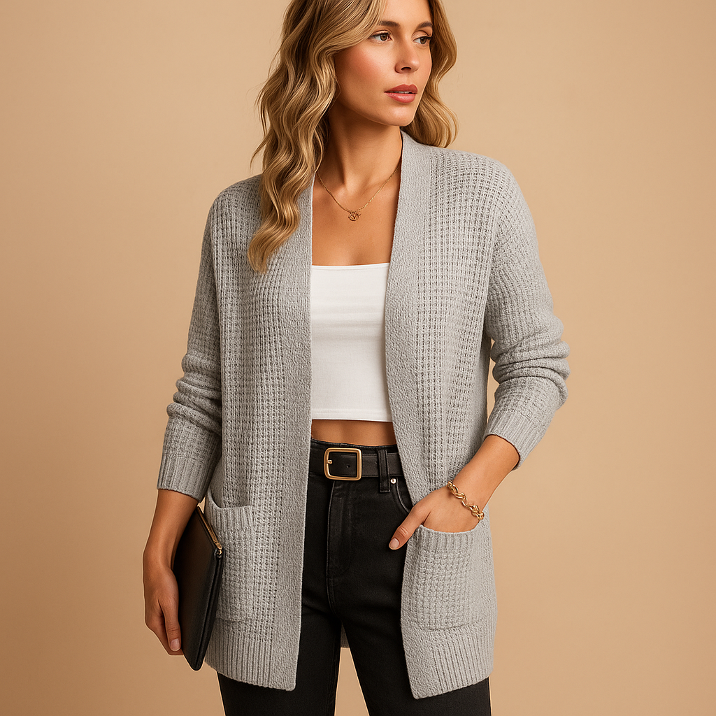 Dames Lange V-Hals Cardigan met Zakken – Moeiteloze Stijl et Comfort