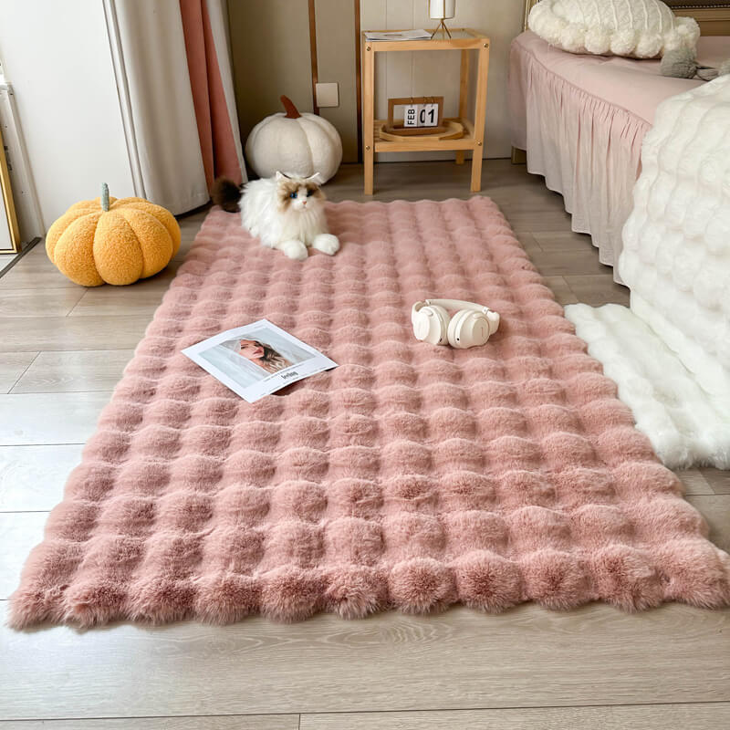 Grand tapis en fausse peau de mouton pour salon - Décoration intérieure douce et moelleuse