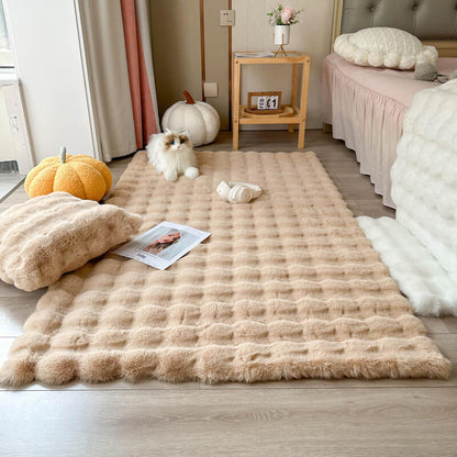 Grand tapis en fausse peau de mouton pour salon - Décoration intérieure douce et moelleuse