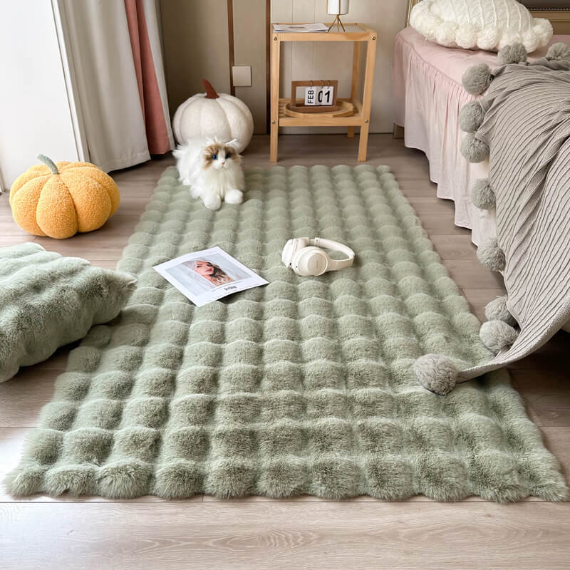 Grand tapis en fausse peau de mouton pour salon - Décoration intérieure douce et moelleuse