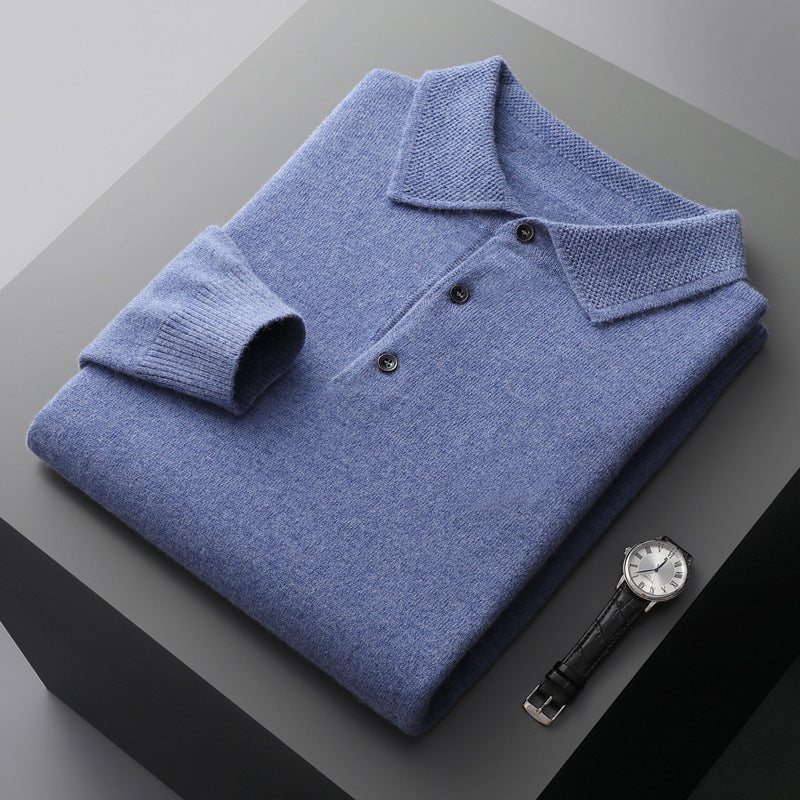Weiches Kaschmir-Poloshirt mit Langarm | Herren