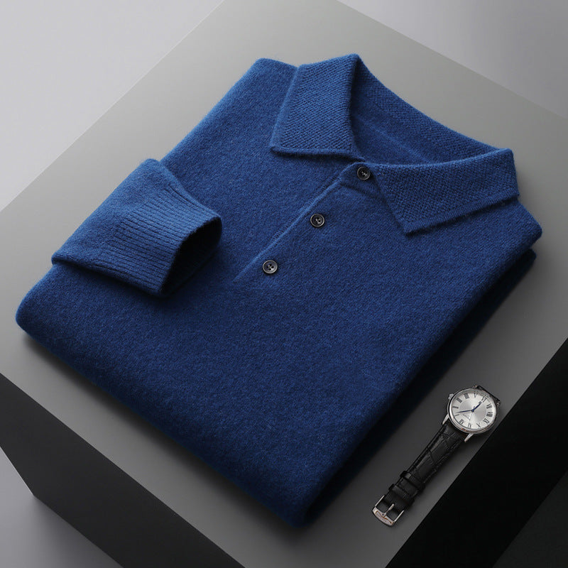 Weiches Kaschmir-Poloshirt mit Langarm | Herren