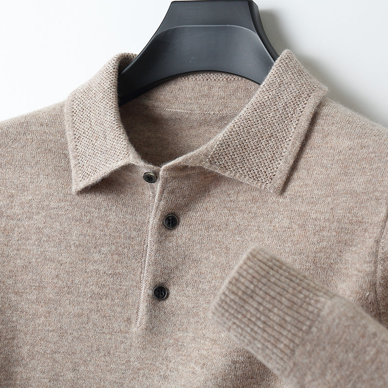Weiches Kaschmir-Poloshirt mit Langarm | Herren