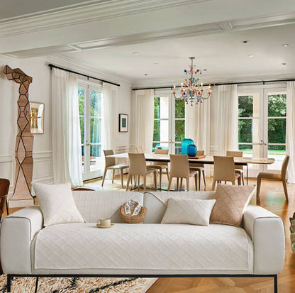 Housse de canapé antidérapante en lin pour canapé d'angle - Housse adaptée aux animaux de compagnie