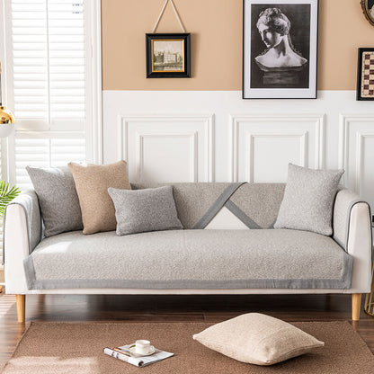 Housse de canapé antidérapante en lin pour canapé d'angle - Housse adaptée aux animaux de compagnie