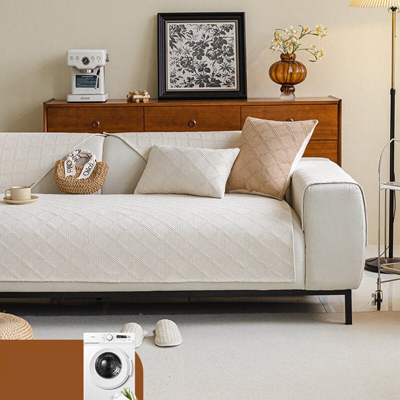 Housse de canapé antidérapante en lin pour canapé d'angle - Housse adaptée aux animaux de compagnie