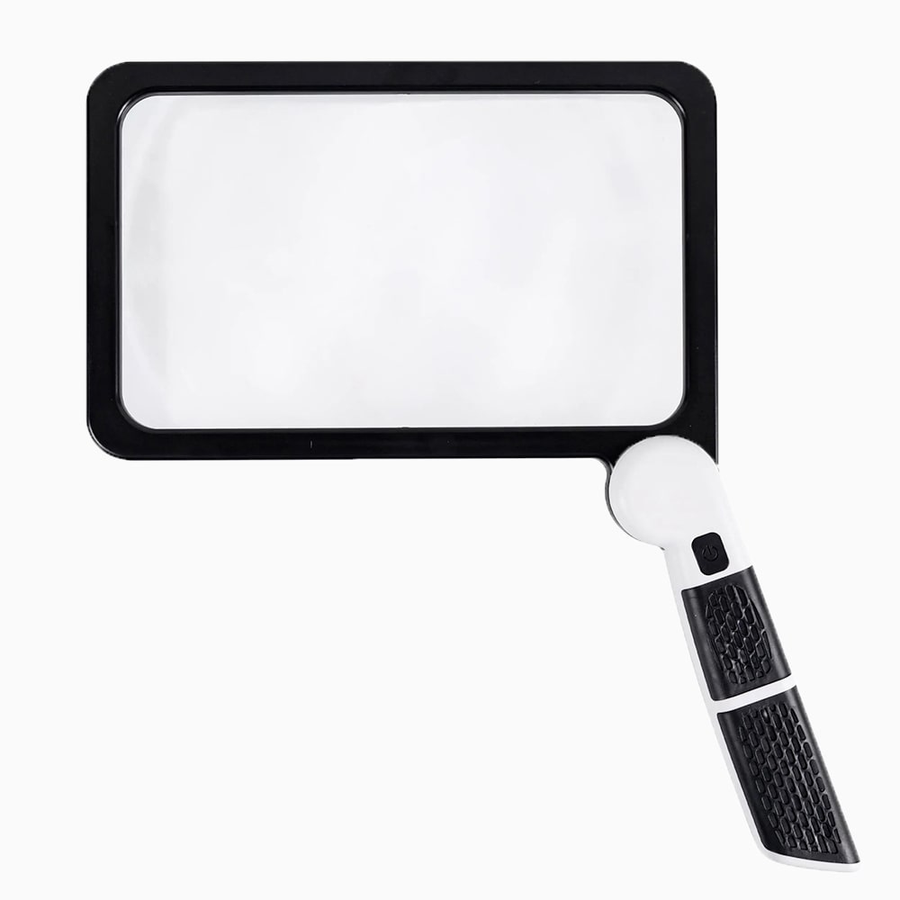 Vollseiten Handheld Lupe – 5X Vergrößerung, LED beleuchtete Lupe mit 3 Modi, ideal zum Lesen von Büchern und für Senioren