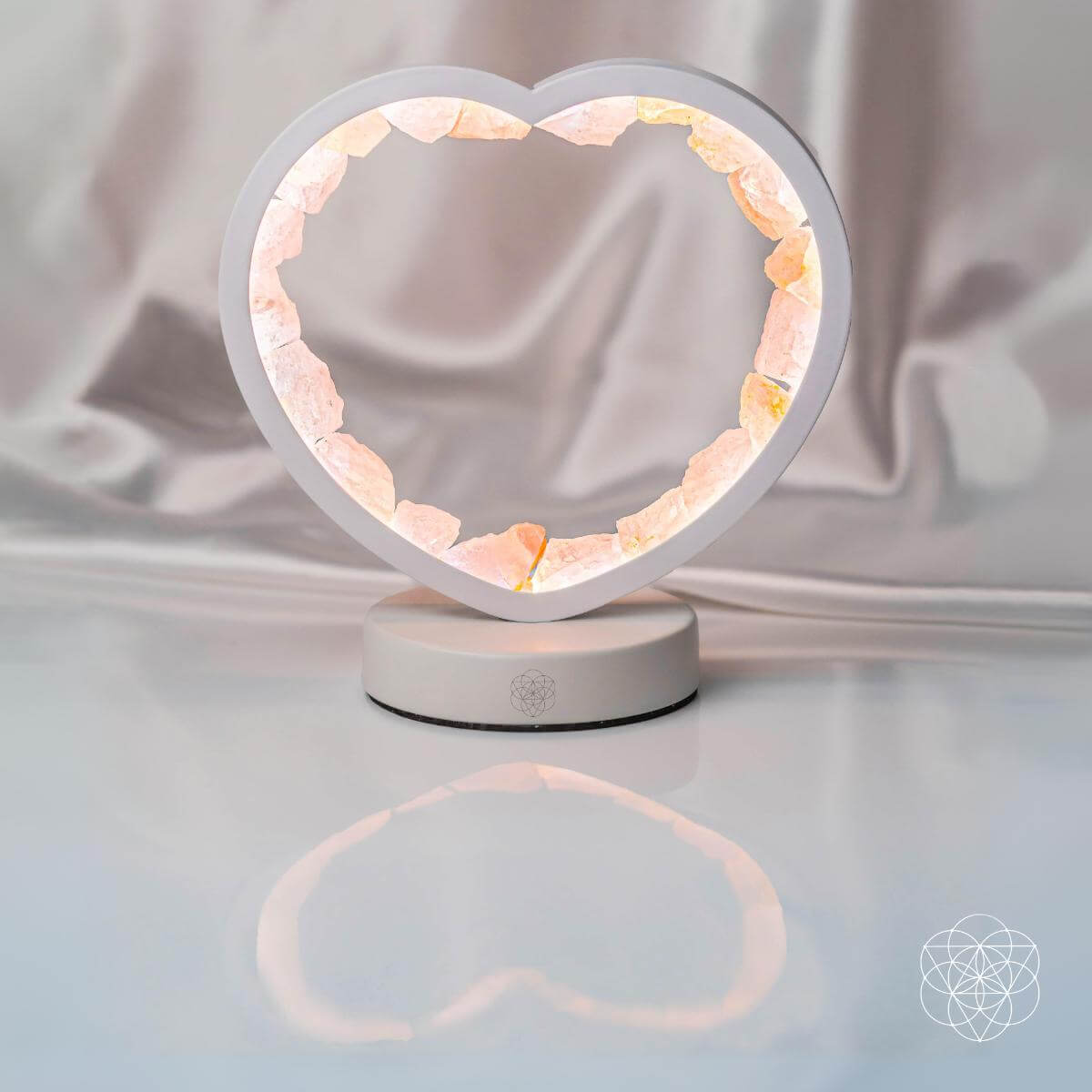 Lampe de nuit en forme de cœur en quartz rose - Aimant d'amour en cristal de guérison pour la décoration intérieure