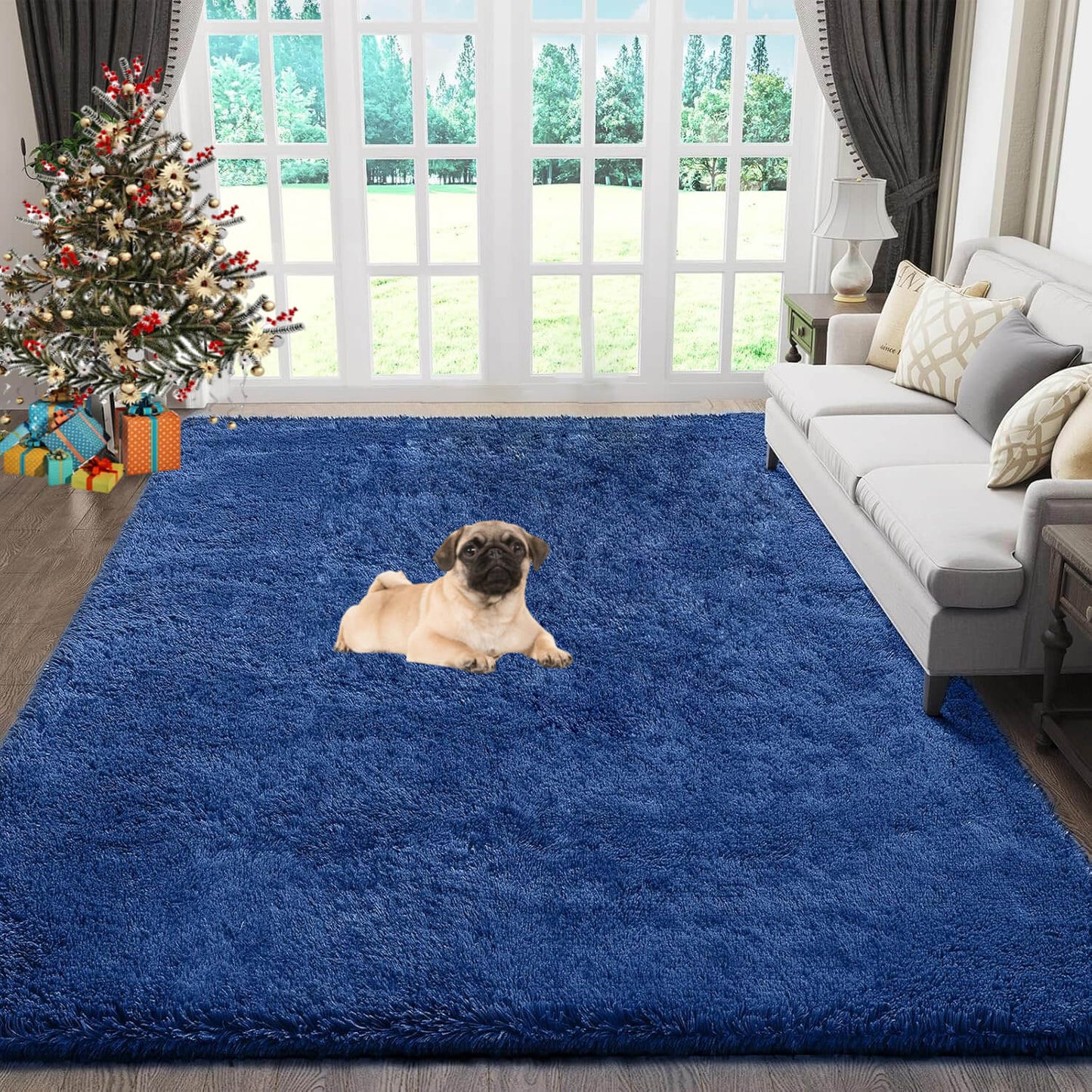 Tapis doux et moelleux à poils longs, lavable en machine pour la chambre à coucher