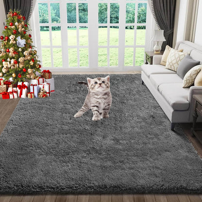 Tapis doux et moelleux à poils longs, lavable en machine pour la chambre à coucher