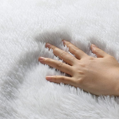 Tapis doux et moelleux à poils longs, lavable en machine pour la chambre à coucher