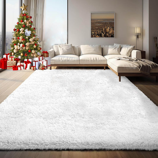 Tapis doux et moelleux à poils longs, lavable en machine pour la chambre à coucher