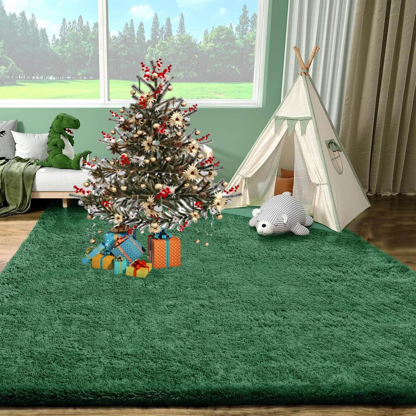 Tapis doux et moelleux à poils longs, lavable en machine pour la chambre à coucher