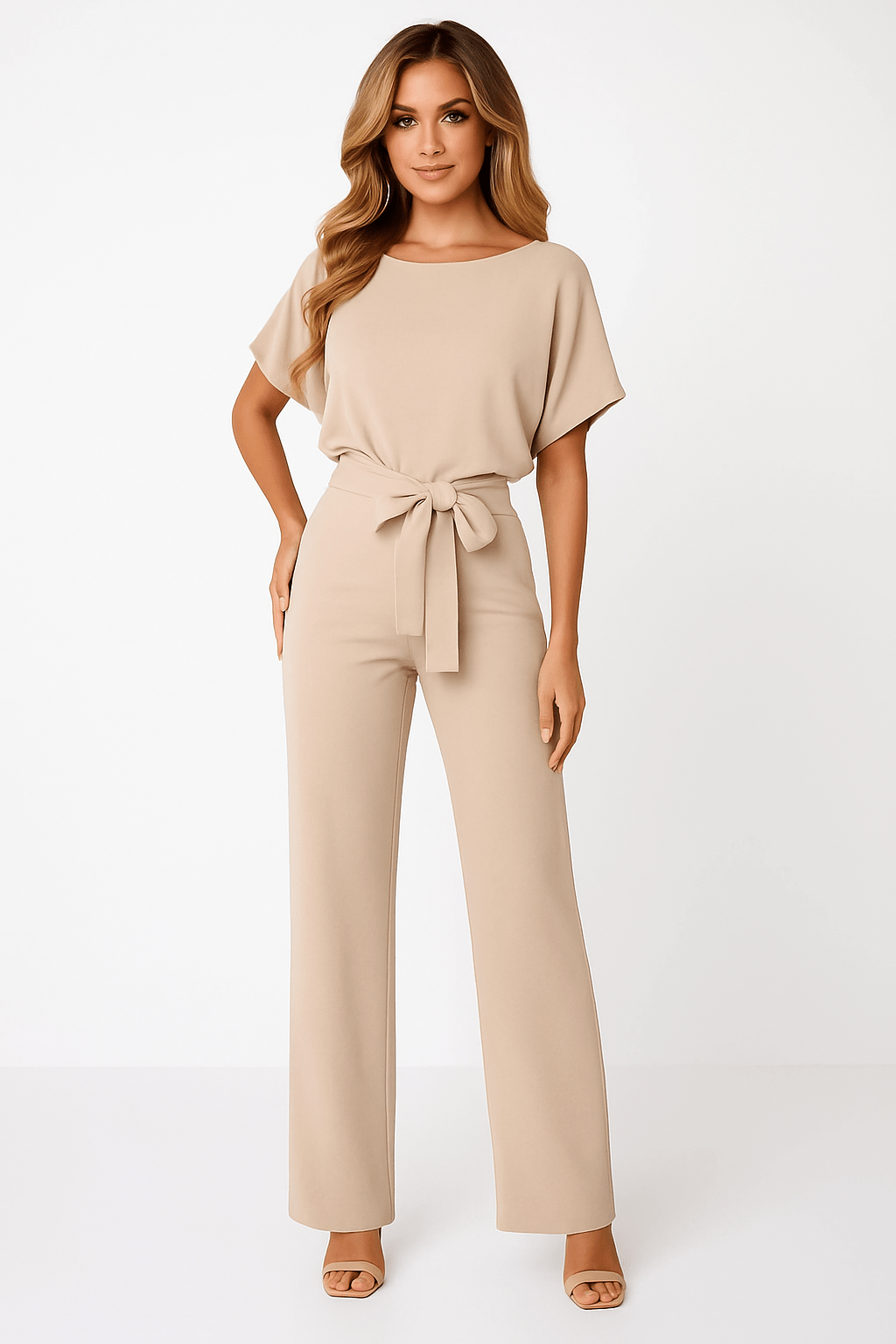 Damen Jumpsuit mit Bindegürtel – Müheloser Stil in einem Teil