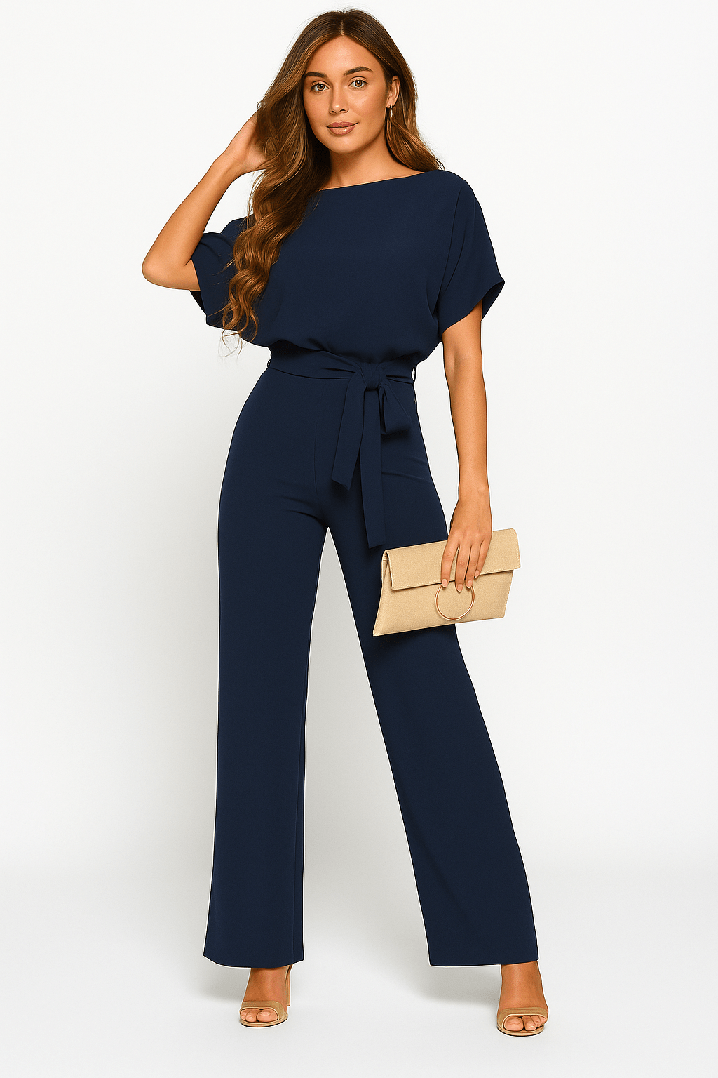 Dames Jumpsuit met Strik Taille – Moeiteloze Stijl in Één Stuk