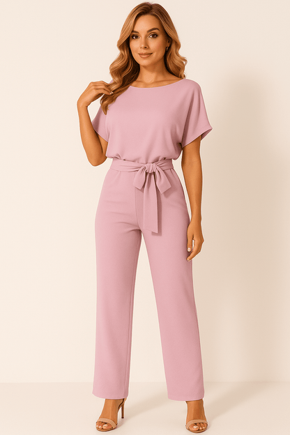 Damen Jumpsuit mit Bindegürtel – Müheloser Stil in einem Teil