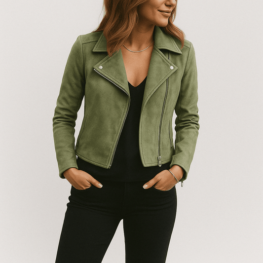 Wildleder-Look Bikerjacke für Frauen | Cool & Elegant