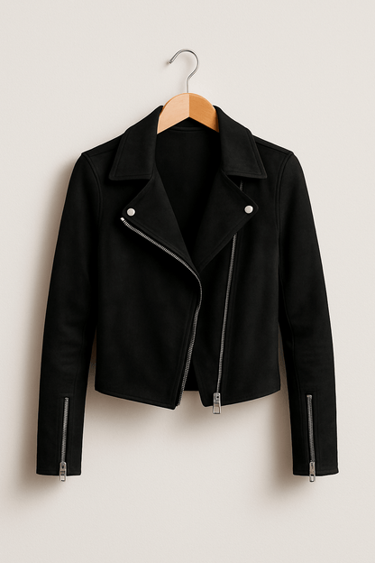Wildleder-Look Bikerjacke für Frauen | Cool & Elegant