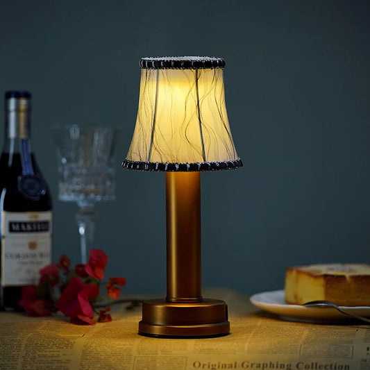 Vintage Brass Table Lamp with LED Light | Modern Home Decor
