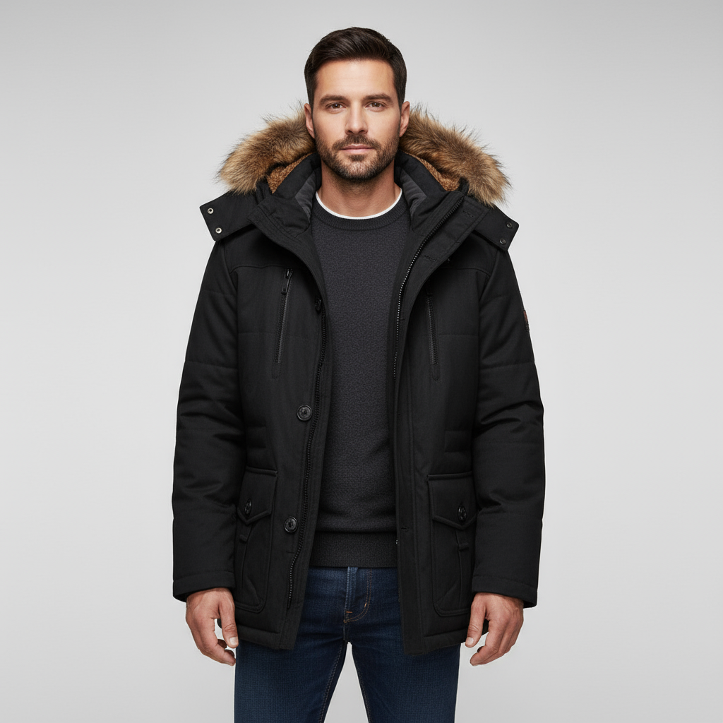 Parka d'hiver pour hommes avec fourrure - Style chaud, à bretelles et sans manches