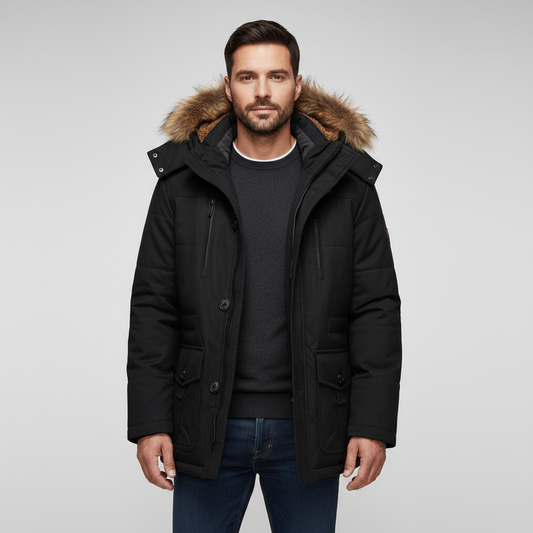Parka d'hiver pour hommes avec fourrure - Style chaud, à bretelles et sans manches