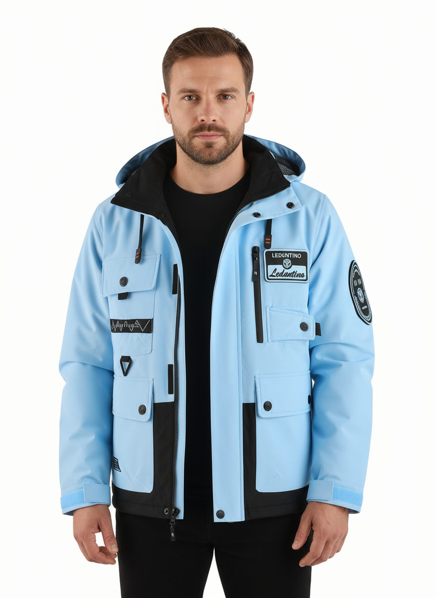 Herren Kapuzenjacke Herren Outdoor Warme Sturmjacke Lässige Mehrfach-Taschen Cargo Jacke