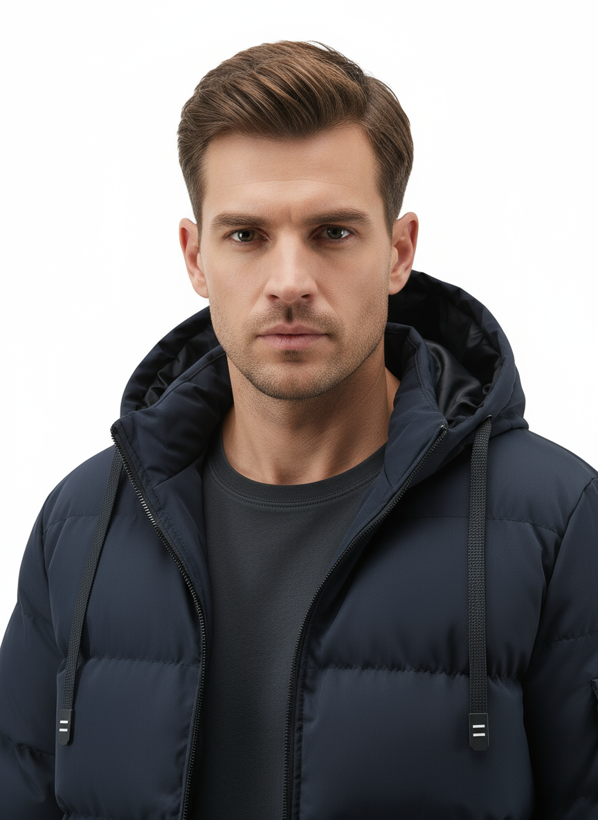 Veste d'hiver pour hommes avec capuche – Veste robuste et longue pour les températures plus humides