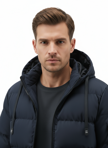 Veste d'hiver pour hommes avec capuche – Veste robuste et longue pour les températures plus humides