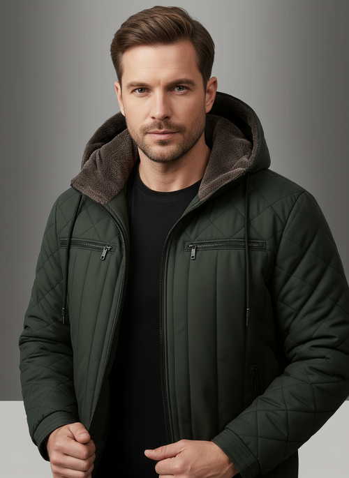 Veste d'hiver pour hommes – Veste à capuche thermoisolée pour les températures plus humides