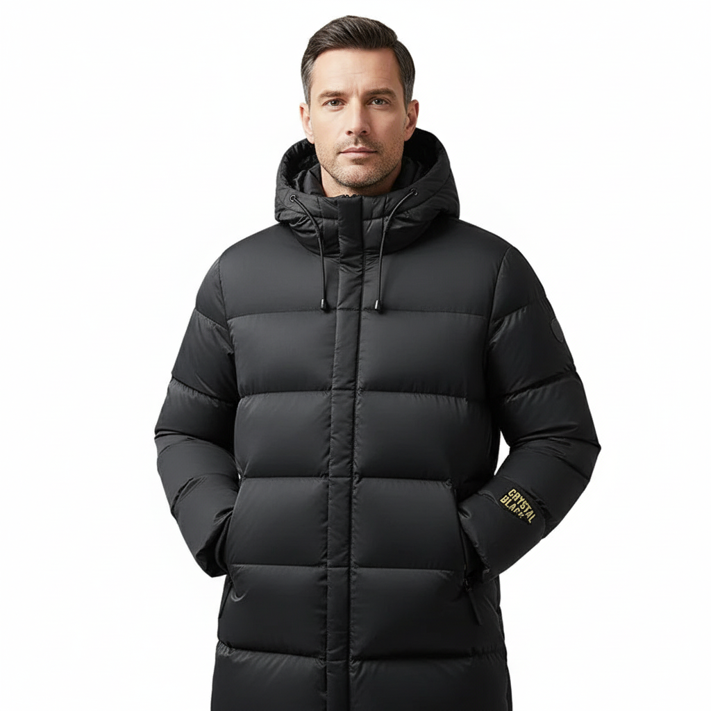 Herren Lange Winter Daunenjacke – Manteau en polaire plus chaud pour les températures plus humides 