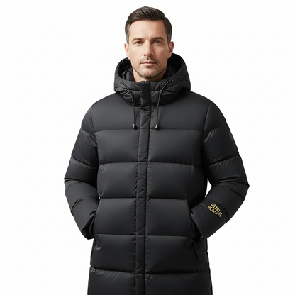 Herren Lange Winter Daunenjacke – Manteau en polaire plus chaud pour les températures plus humides 