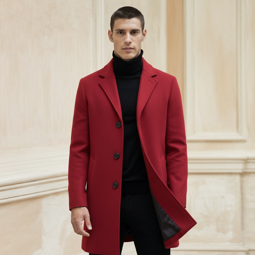 Kirk | Langer Baumwollmantel – Manteau décontracté plus élégant pour l'étiquette et le manteau formel