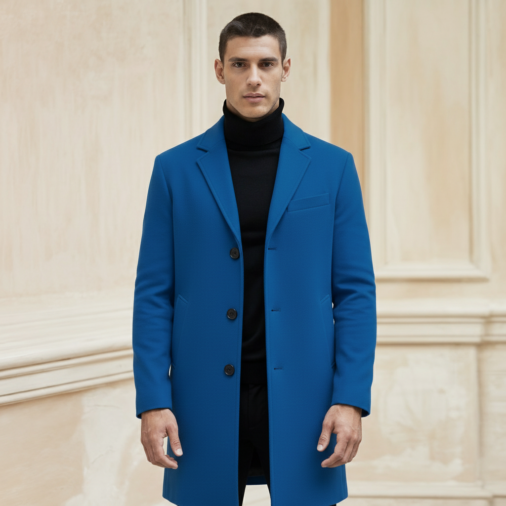 Kirk | Langer Baumwollmantel – Manteau décontracté plus élégant pour l'étiquette et le manteau formel