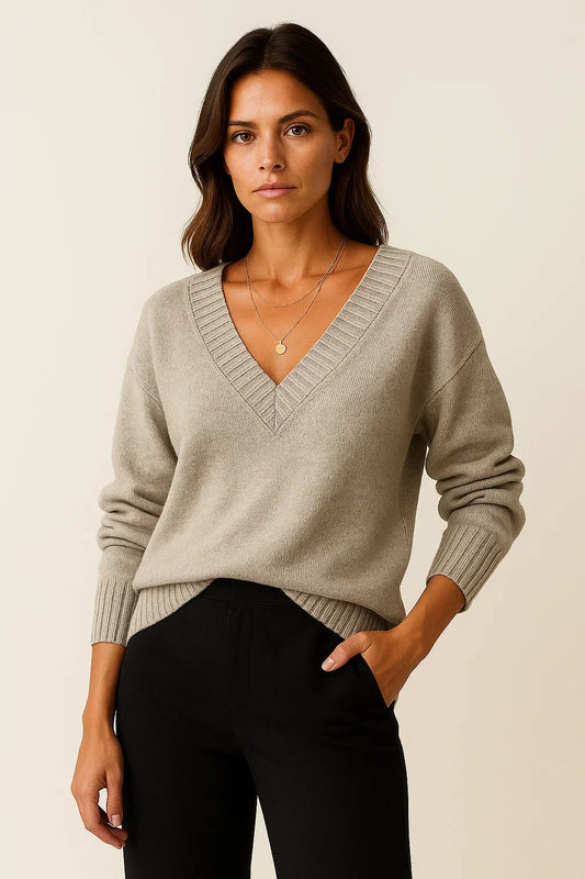 Dames V-hals Trui – Elegante Pullover voor Herfst en Winter