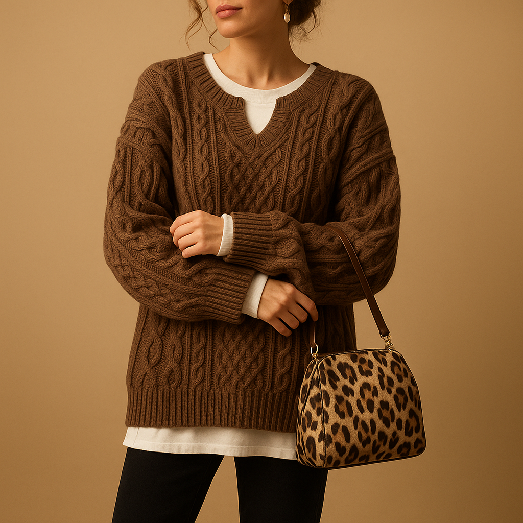 Chunky Strick Oversized Pullover für Frauen mit Rundhalsausschnitt