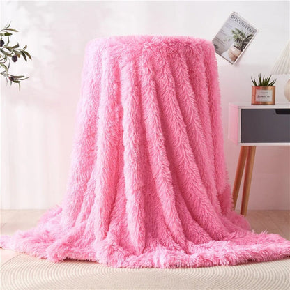 Cozy Fuzzy Faux Fur Throw Blanket for Home Decor & Warmth
